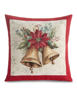 Poszewka gobelinowa z mieszanki włókien zdobiona motywem dzwoneczków 45x45