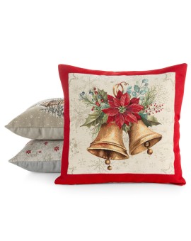 Poszewka gobelinowa z mieszanki włókien zdobiona motywem dzwoneczków 45x45 Eurofirany | Time- 2