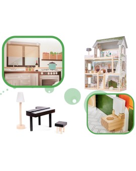 Domek dla lalek drewniany LULILO FLORO boho LED 78cm