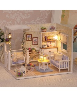 Domek dla lalek drewniany retro model DIY 3013 LED 13cm