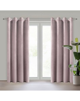 Zasłona pudrowo różowa z matowego welwetu 140x250 cm przelotka - MELANIE