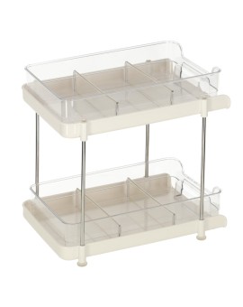 Organizer stojak na biurko do kuchni łazienki wysuwana półka z przegrodami na kosmetyki akrylowy 2-poziomowy Kik Sp. z o. o. Sp.