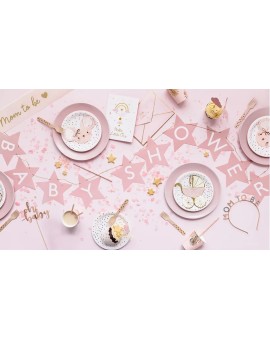 Baner napis na baby shower gwiazdki jasnoróżowe 290cm x 16,5cm Partydeco Sp. z o. o. | Time- 2
