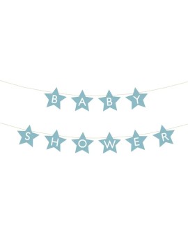 Baner napis na baby shower gwiazdki jasnoniebieskie 290cm x 16,5cm