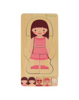 Puzzle drewniane warstwowe budowa ciała montessori dziewczynka Kik Sp. z o. o. Sp. k. | Time- 2
