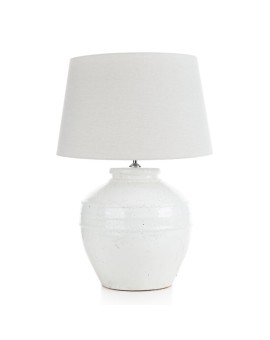 Lampa stołowa ceramiczna MERIKA z matowym abażurem w stylu boho