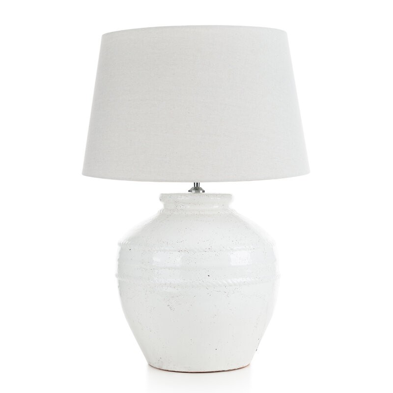 Lampa stołowa ceramiczna MERIKA z matowym abażurem w stylu boho