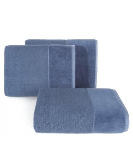 Ręcznik do rąk 30x50 cm bawełniany kolor niebieski z bordiurą z weluru 500 g/m2 LUCY