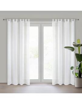 Firana biała z gładkiego matowego woalu 140x250 cm szelki LUCY