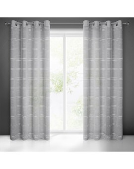 Firana srebrna z szenilowymi paseczkami 140x250 cm przelotka - ARCADIA