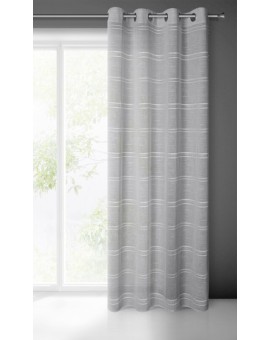 Firana srebrna z szenilowymi paseczkami 140x250 cm przelotka - ARCADIA Eurofirany | Time- 2