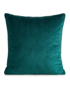 Poszewka na poduszkę 45x45 cm welwetowa kolor ciemnoturkusowy o delikatnym połysku z ozdobną lamówką GAJA 2