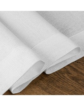 Bieżnik na stół biały 40x140 cm z tkaniny przypominającej płótno STELLA 2 z podwójną listwą na brzegach Eurofirany | Time- 2