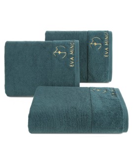 Ręcznik do rąk 30x50 cm bawełniany kolor ciemnozielony z haftowanym logiem Eva Minge 550 g/m2 GAJA