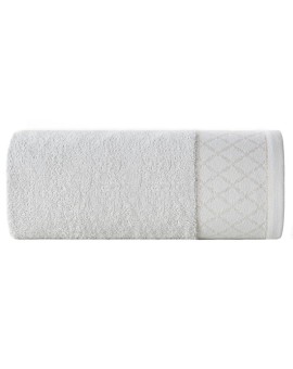 Ręcznik kąpielowy 50x90 cm bawełniany kolor srebrny zdobiony wzorem geometrycznym 500 g/m2 LAYLA Eurofirany | Time- 2