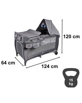 Łóżeczko dziecięce turystyczne składane kojec materac dla dzieci dwupoziomowe przewijak Kik Sp. z o. o. Sp. k. | Time- 2