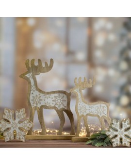 Figurka drewniana świąteczna z naturalnego drewna w kształcie renifera Eurofirany | Time- 2