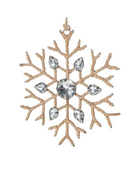 Świąteczna ozdoba choinkowa  śnieżynka z koralików i lśniących kryształów