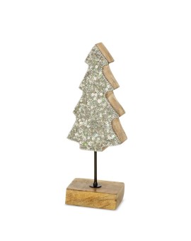 Figurka drewniana CHOINKA na metalowej nóżce zdobiona błyszczącymi cyrkoniami i koralikami