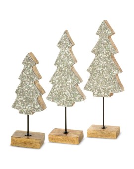 Figurka drewniana CHOINKA na metalowej nóżce zdobiona błyszczącymi cyrkoniami i koralikami Eurofirany | Time- 2