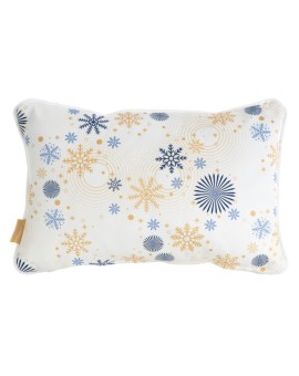 Poszewka na poduszkę 30x45 cm welwetowa, granatowo biała zdobiona nadrukiem ze śnieżynkami CAROL Eurofirany | Time- 2
