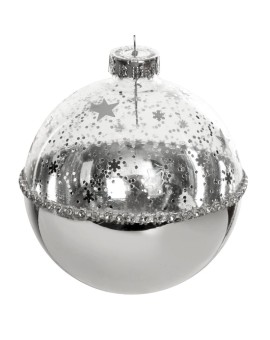 Bombka szklana zdobiona łańcuszkiem z dżetami i brokatem Eurofirany | Time- 2