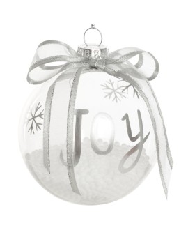 Szklana transparentna bombka z kokardą wypełniona kulkami styropianu Eurofirany | Time- 2