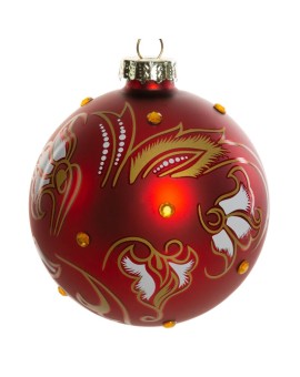 Bombka szklana ręcznie zdobiona ornamentem i kryształkami Eurofirany | Time- 2