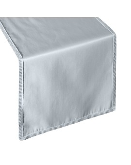 Bieżnik na stół 35x140 cm popielaty SAVONA subtelnie podkreślony wąską koronką REINA LINE Eurofirany | Time- 2