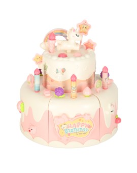 Tort urodzinowy piętrowy do krojenia na rzepy muzyka światła kuchnia 16 elementów różowy Kik Sp. z o. o. Sp. k. | Time- 2