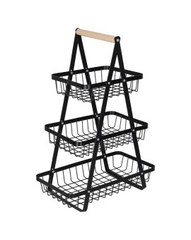 Kosz na owoce i warzywa piętrowy patera trzypoziomowa metal drewno Kik Sp. z o. o. Sp. k. | Time- 2