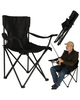 Krzesło składane wędkarskie LUARO turystyczne kempingowe na ryby czarne
