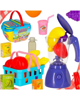 Kosz piknikowy koszyk owoce soki napoje jedzenie prowiant przekąski na piknik