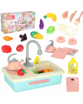 Zlewozmywak zlew do mycia naczyń dla dzieci z akcesoriami leci woda niebieski