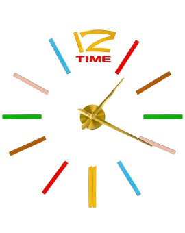 Zegar ścienny naklejany DIY regulowany 100x120 cm złote wskazówki kolorowy