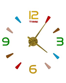 Zegar ścienny naklejany DIY regulowany 80-90 cm złoty kolorowy 4 cyfry