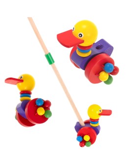 Pchacz na kiju kaczka spacerowa drewniana