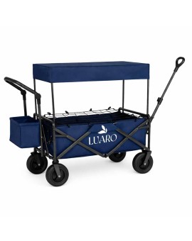 Wózek transportowy LUARO plażowy składany z daszkiem i siatką granatowy Kik Sp. z o. o. Sp. k. | Time- 2