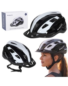 Kask rowerowy na rower RALLEX damski męski regulowany czarno-biały M 54-58cm