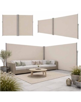 Markiza narożna boczna tarasowa LUARO parawan zwijany 180 x 620 cm beżowy