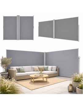 Markiza narożna boczna tarasowa LUARO parawan zwijany 180 x 620 cm szary