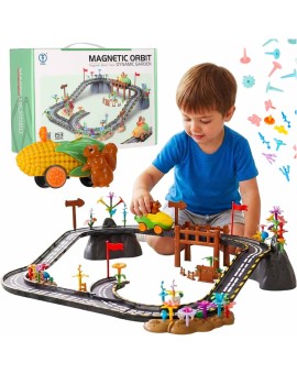 Tor wyścigowy samochodowy magnetyczny 1 pojazd świecący 153 elementy