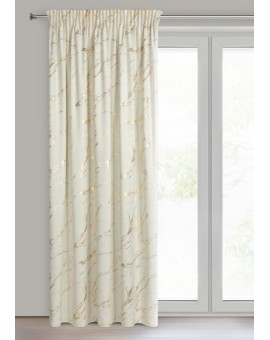 Zasłona welwetowa kremowo, złocista zdobiona marmurkiem 140x270 cm taśma - MOLLY Eurofirany | Time- 2