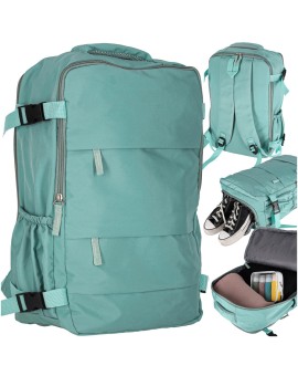 Plecak turystyczny kabinowy podróżny bagaż podręczny zielony 45x30 cm