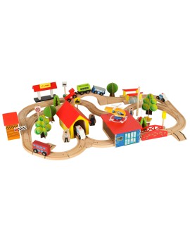 Kolejka drewniana pociąg lokomotywa miasto 69 elementów Kik Sp. z o. o. Sp. k. | Time- 2