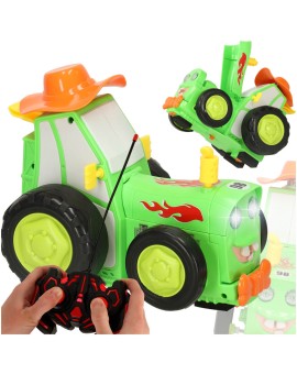 Traktor ciągnik zdalnie sterowany na pilota RC skaczący tańczący dźwięk zielony