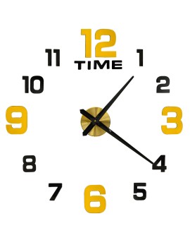 Zegar ścienny naklejany DIY regulowany 100-120 cm czarny złoty 12 cyfr