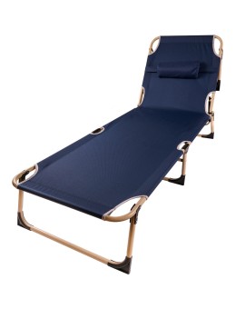 Łóżko polowe LUARO składane turystyczne kanadyjka leżanka z regulacją 193 cm granat Kik Sp. z o. o. Sp. k. | Time- 2