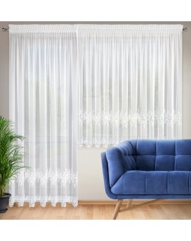 Firana IRIS balkonowa z haftem roślinnym – markizeta o eleganckim wykończeniu