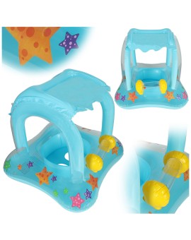 Kółko do pływania dla niemowląt koło pontonik dla dzieci dmuchany z siedziskiem z daszkiem max 24kg 3lata 72 cm Kik Sp. z o. o. 